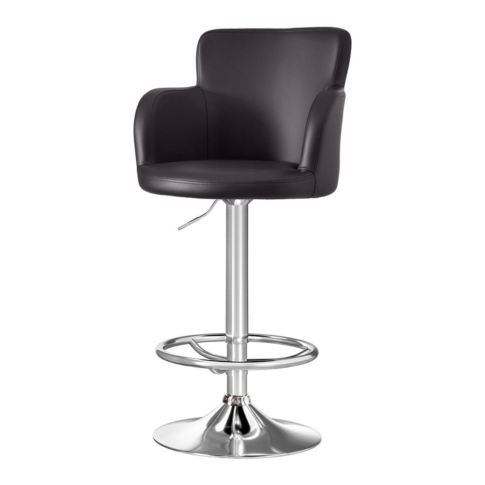 Artiss Leather Bar Stool Swivel with Gas Lift Adjustable Brown