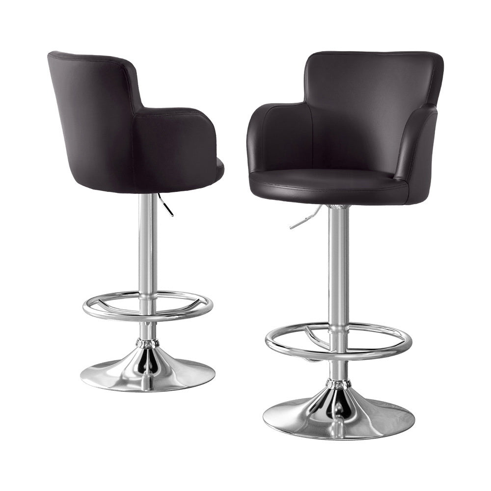 Artiss 2x PU Leather Bar Stools Swivel Adjustable Brown