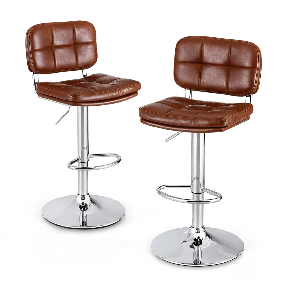Artiss Set of 2 Bar Stools Kitchen Gas Lift Counter Chair Brown