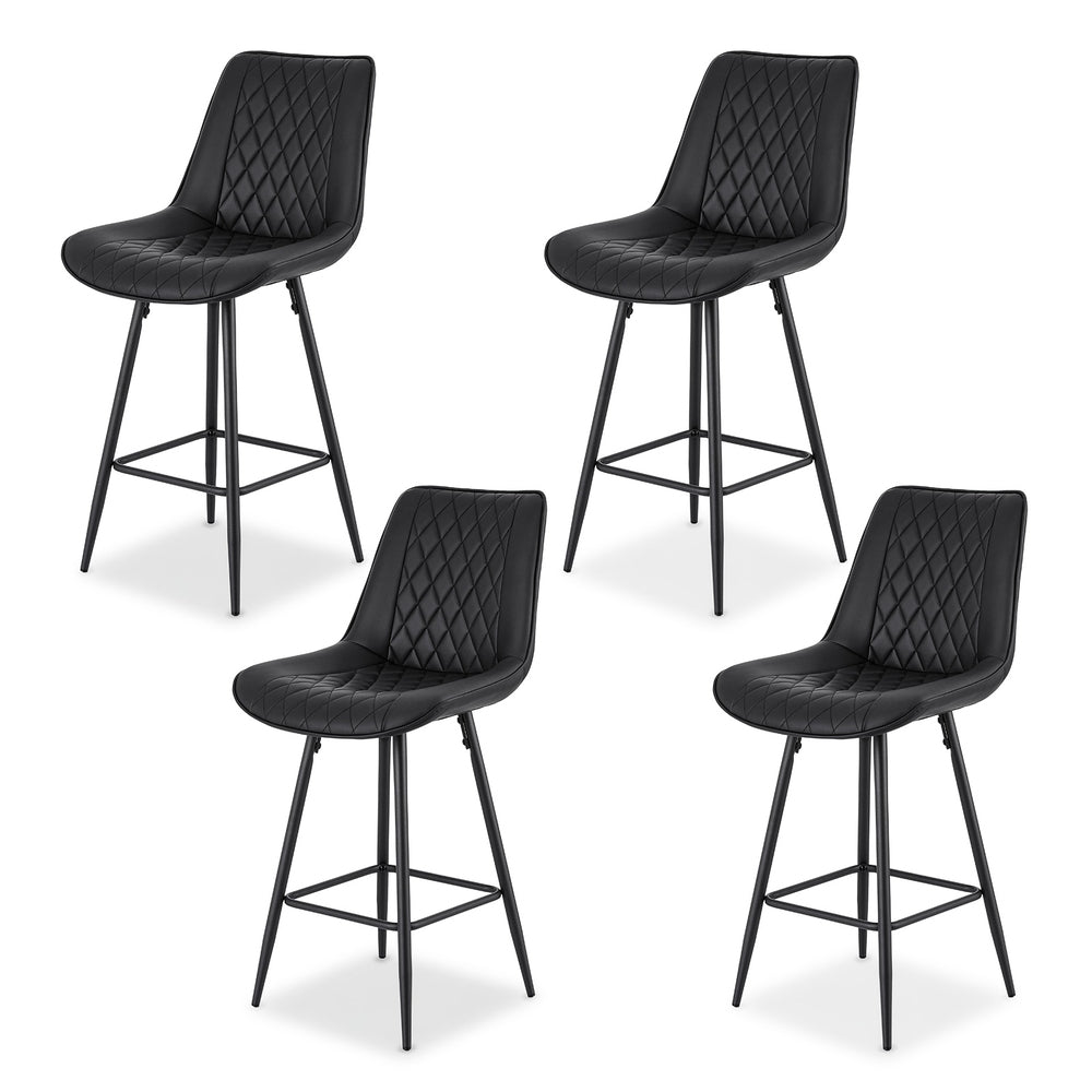 Artiss Set of 4 Bar Stools Diamond PU Leather Black