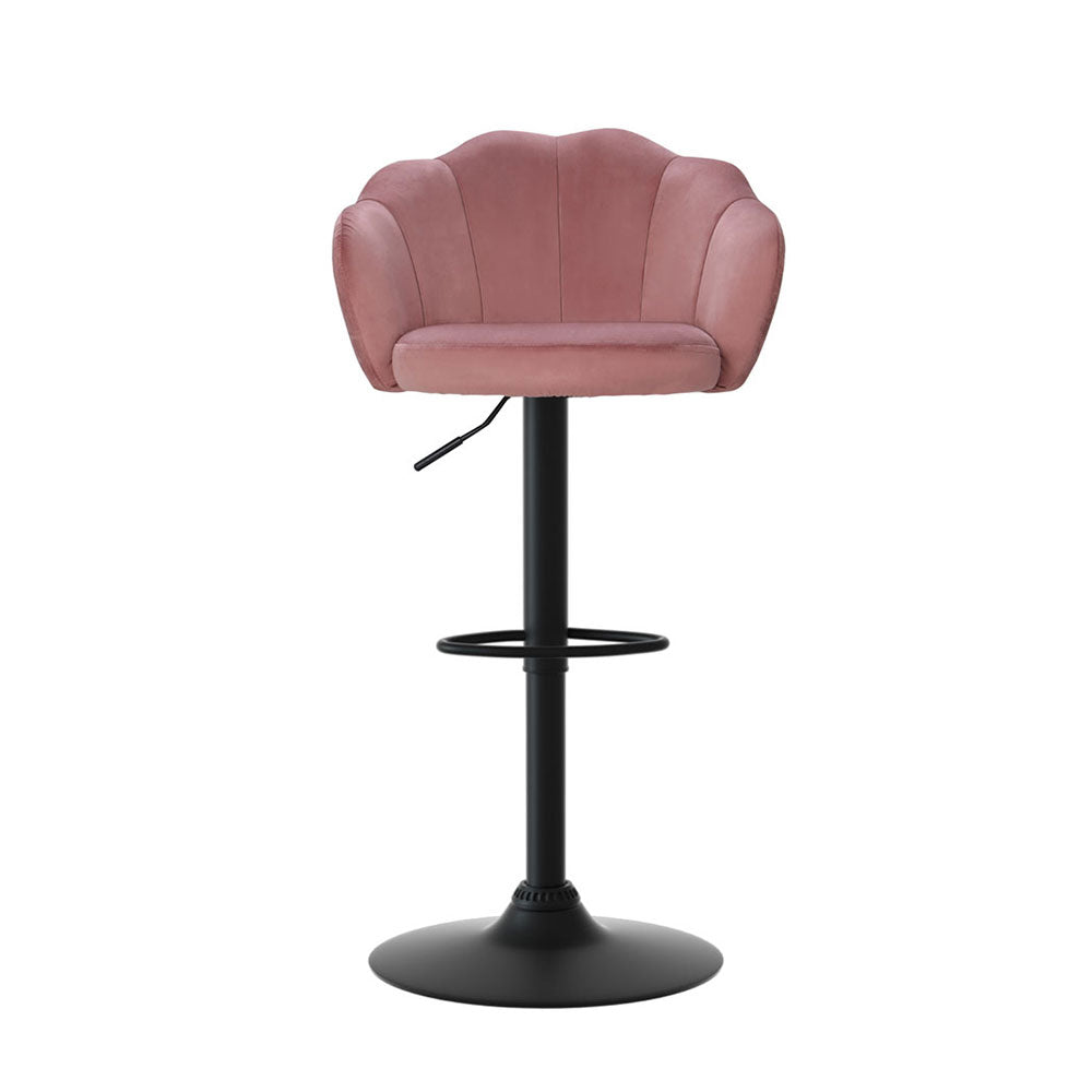 Nessah 4x Velvet Bar Stools Gas Lift Pink