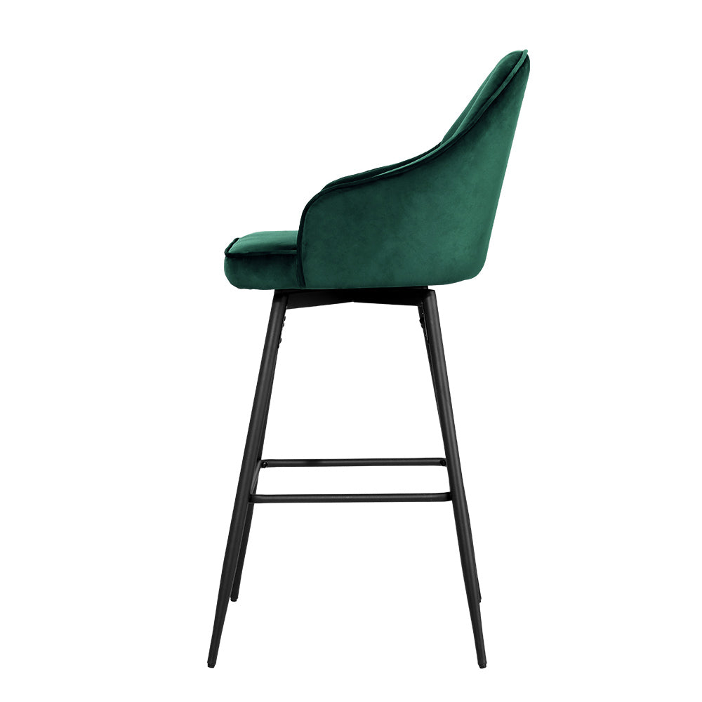 Mesial Bar Stools Velvet Swivel Green 2-Pack