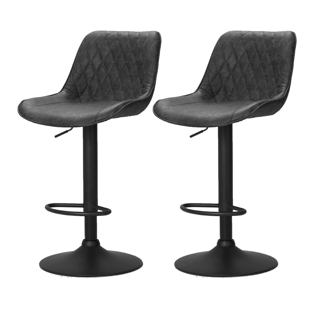 Rushal 2 Bar Stools Gas Lift Vintage Leather Black