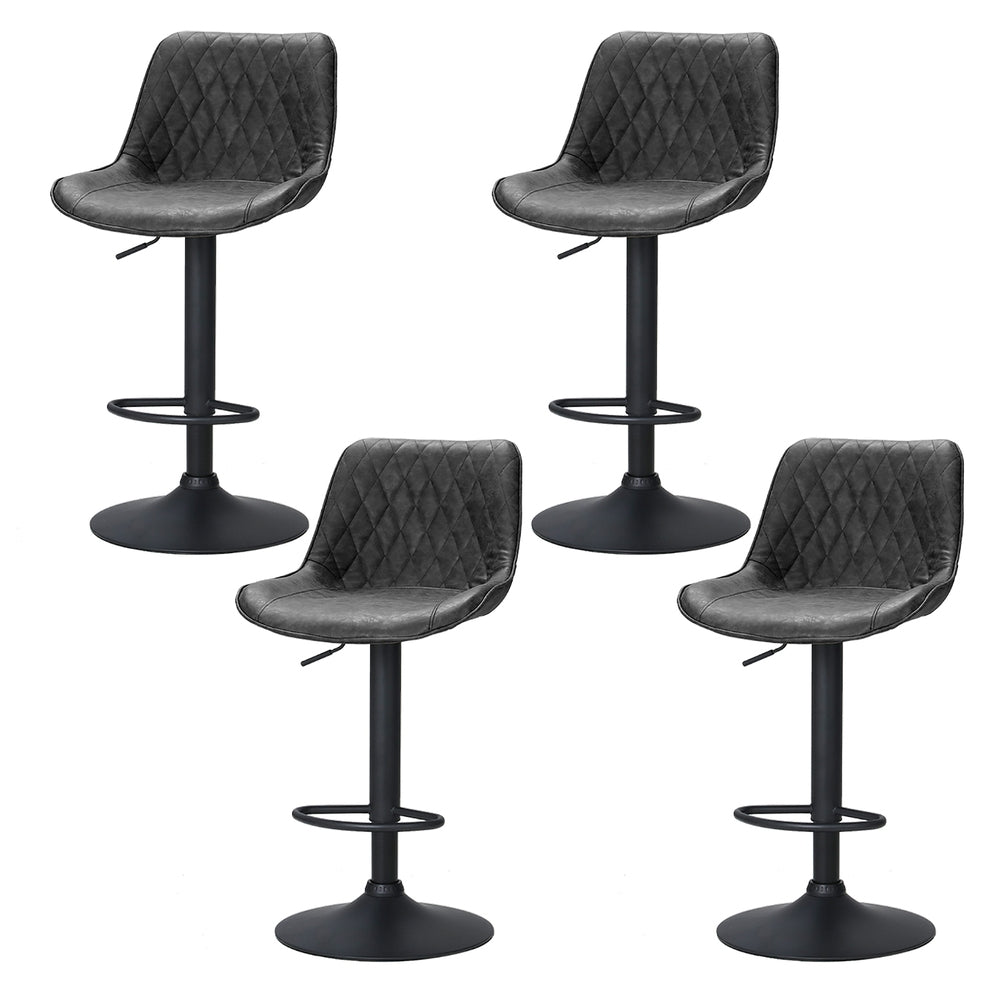Rushal 4x Bar Stools Gas Lift Vintage Leather Black