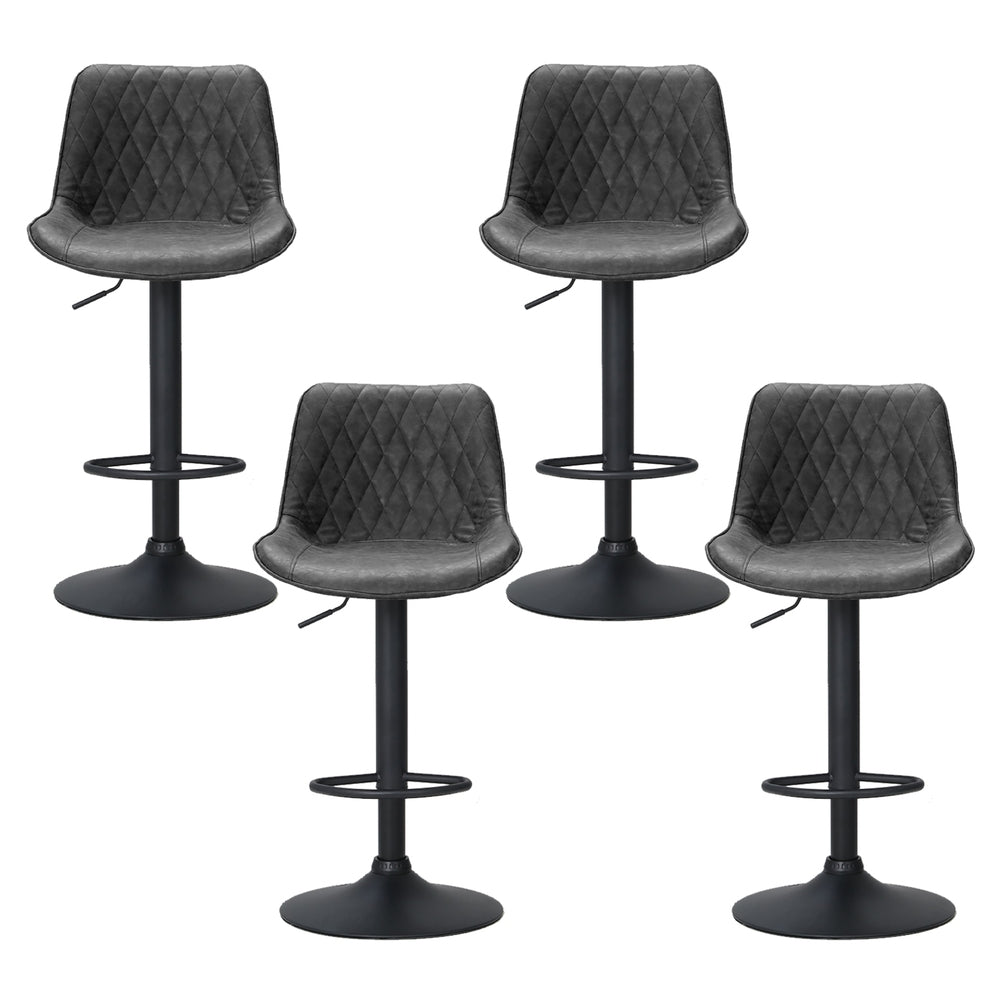 Rushal 4x Bar Stools Gas Lift Vintage Leather Black