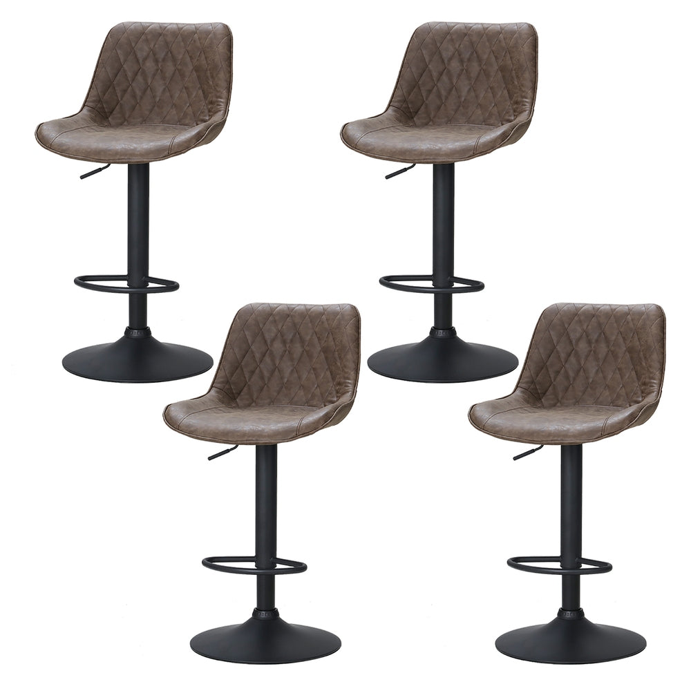 Rushal Bar Stools Set of 4 Gas Lift Vintage Leather Brown