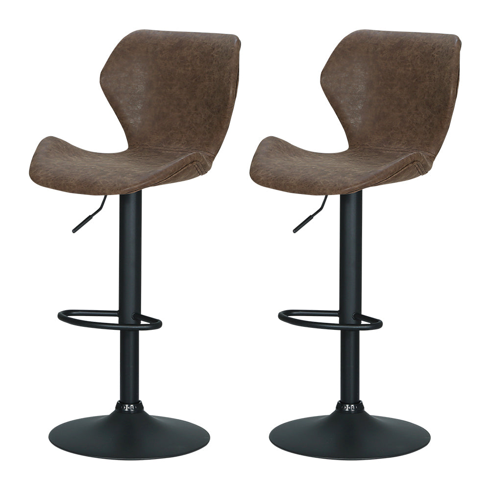 Frawley Swivel Gas Lift Bar Stools Kitchen Counter Brown x2