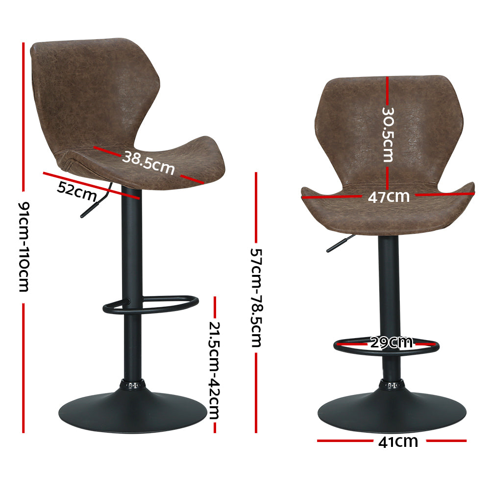 Frawley Bar Stools Swivel Gas Lift Vintage Brown x2