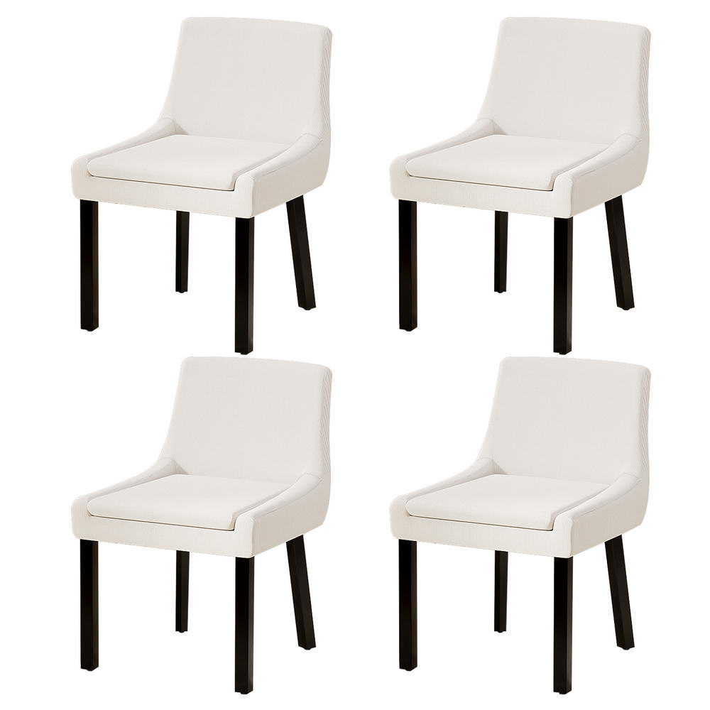Tina Dining Chairs Set of 4 Corduroy Rubberwood Beige