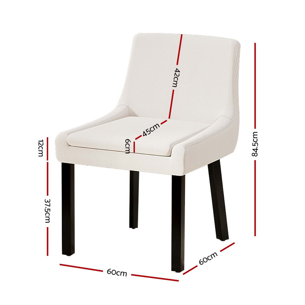Tina Dining Chairs Set of 4 Corduroy Rubberwood Beige
