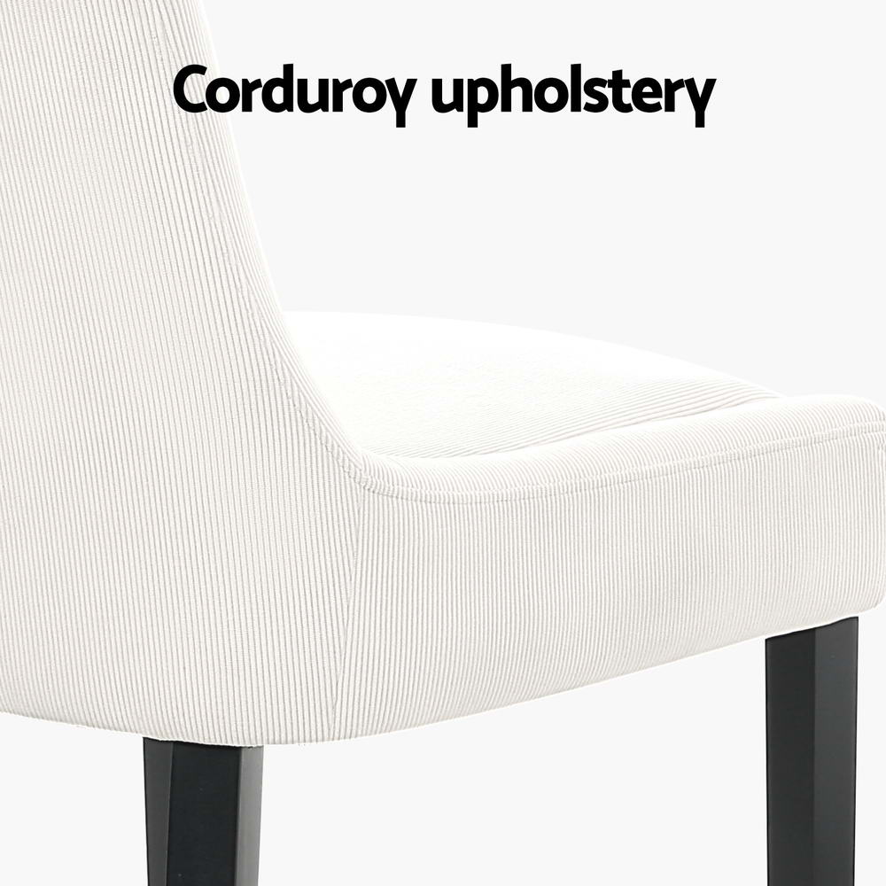 Tina Dining Chairs Set of 4 Corduroy Rubberwood Beige