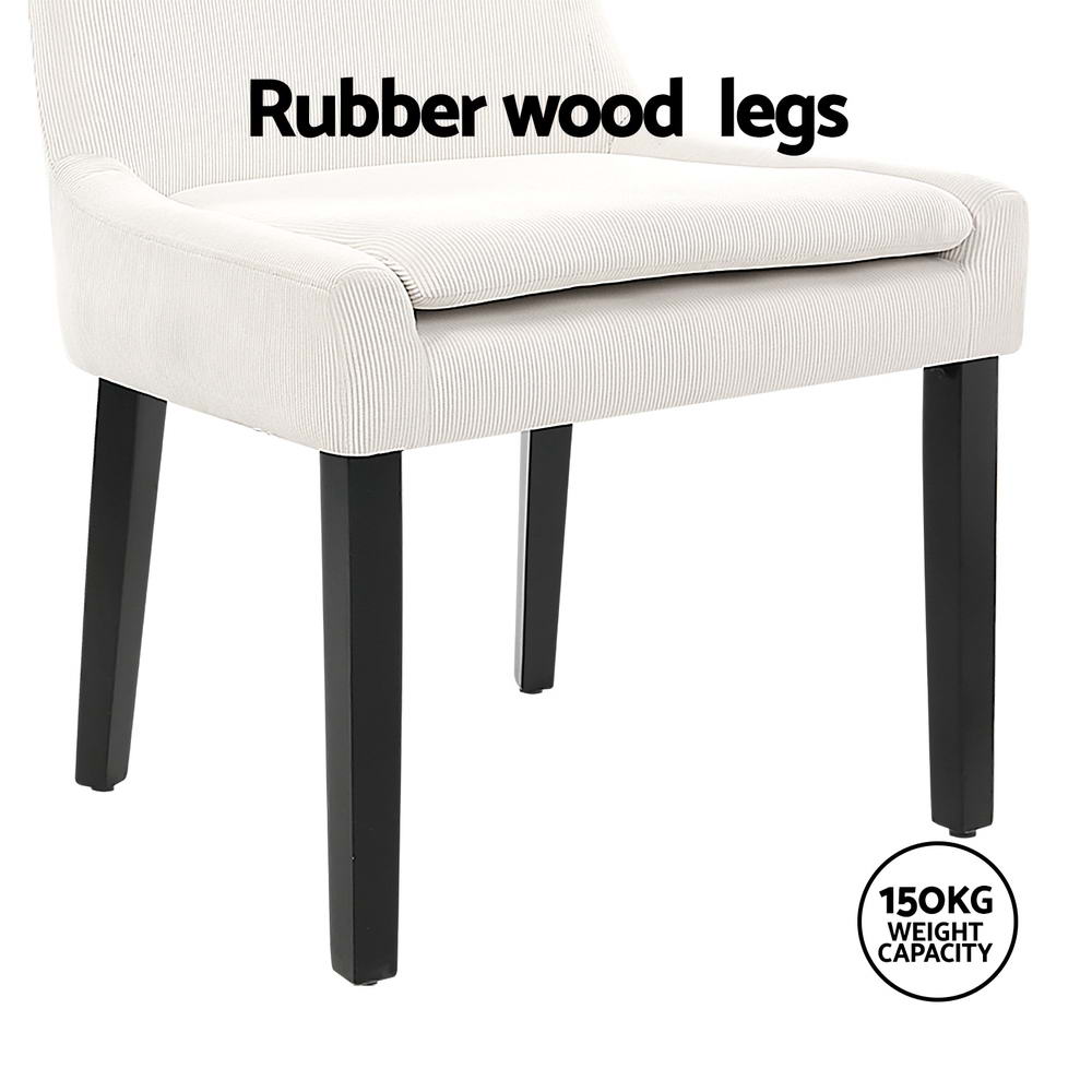 Tina Dining Chairs Set of 4 Corduroy Rubberwood Beige