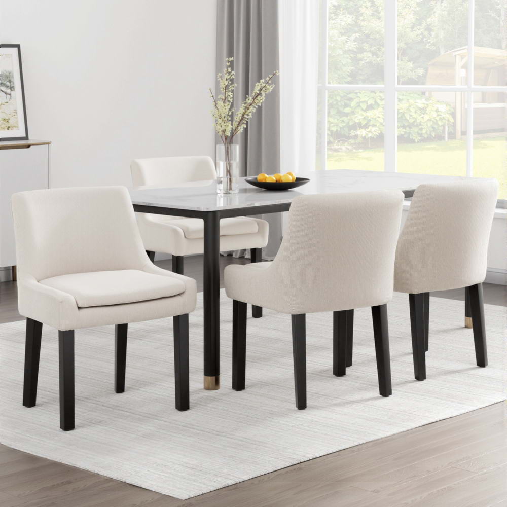 Tina Dining Chairs Set of 4 Corduroy Rubberwood Beige