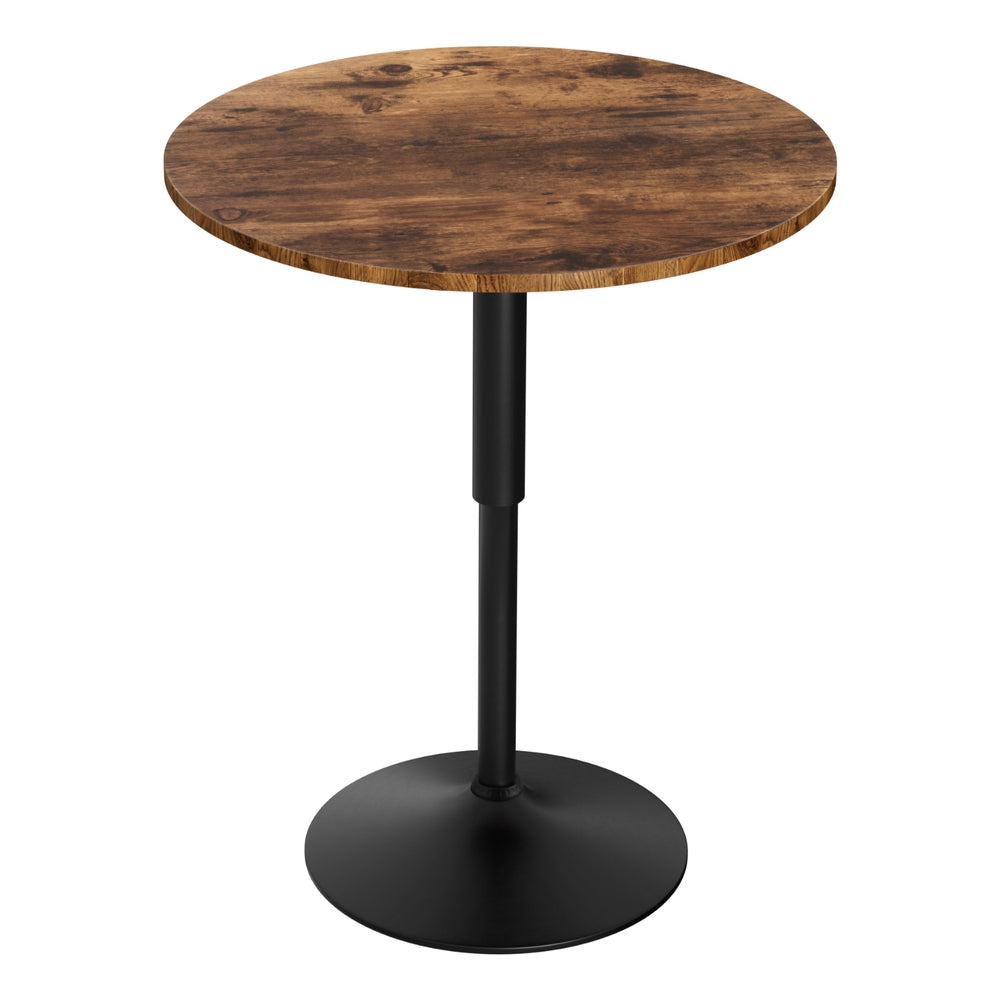 Artiss Adjustable Height Bar Table 60cm Round Rustic Brown Black