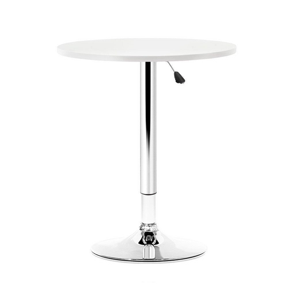 Artiss Round 60cm Gas Lift Height Adjustable Bar Table White