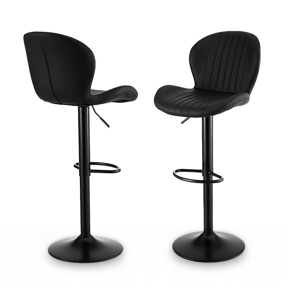 Artiss 2x Bar Stools Swivel Gas Lift Kitchen Counter Chair Black