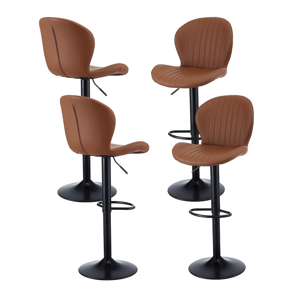 Artiss 4x Bar Stools Swivel Gas Lift Kitchen Counter Chair Brown