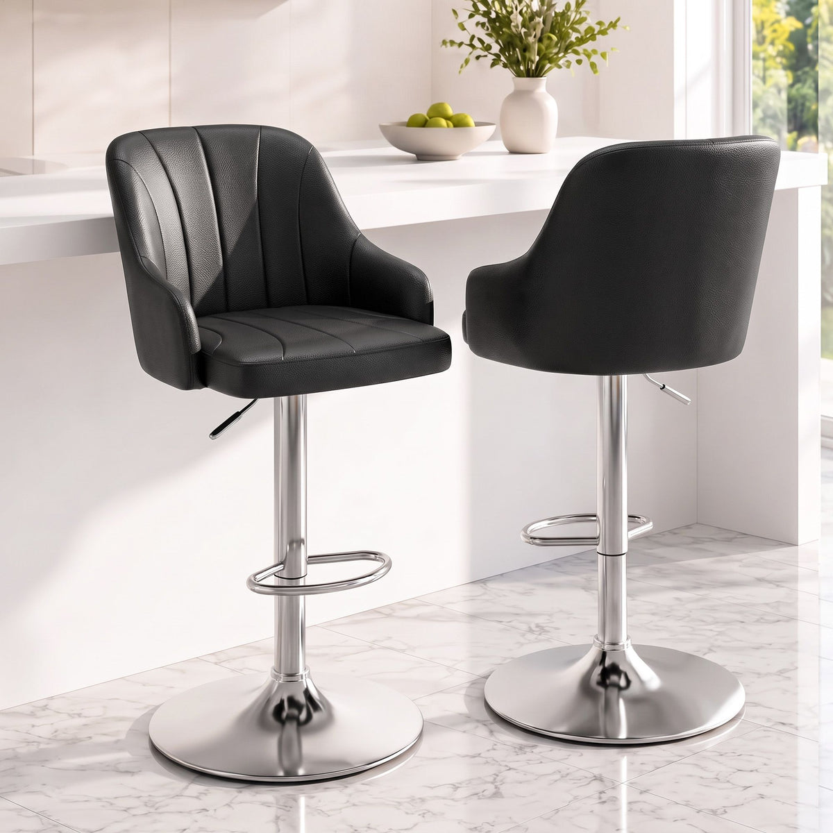 Artiss Bar Stool Set of 2 Swivel Gas Lift Black