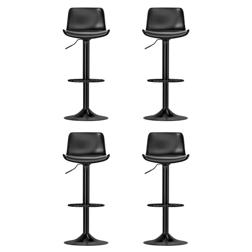 Fynn 4x Bar Stools Padded Seat Gas Lift Black