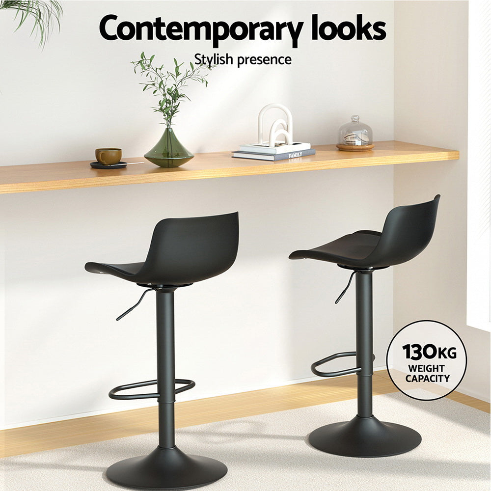 Fynn 4x Bar Stools Padded Seat Gas Lift Black