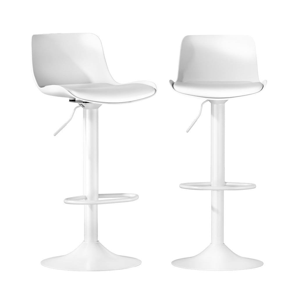 Artiss Bar Stools Kitchen Swivel Gas Lift Stool Leather Dining Chairs White x2