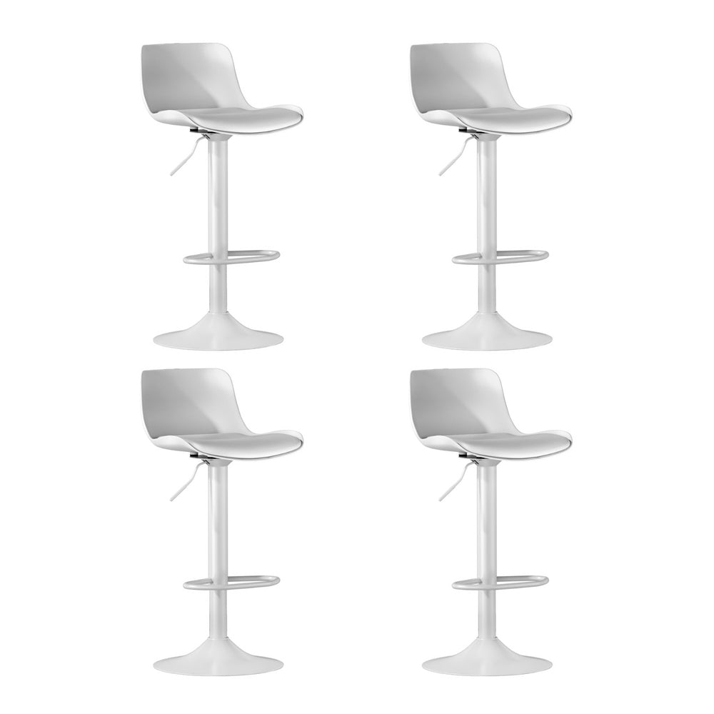 Fynn Set of 4 Leather Kitchen Bar Stools Gas Lift Swivel White