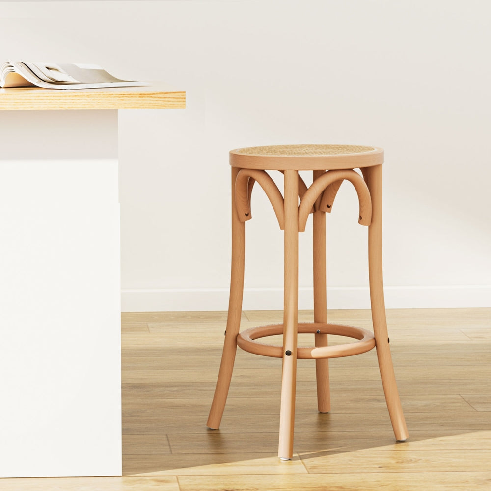 Apri 65cm Bar Stool Rattan Seat Beech Wood Pine