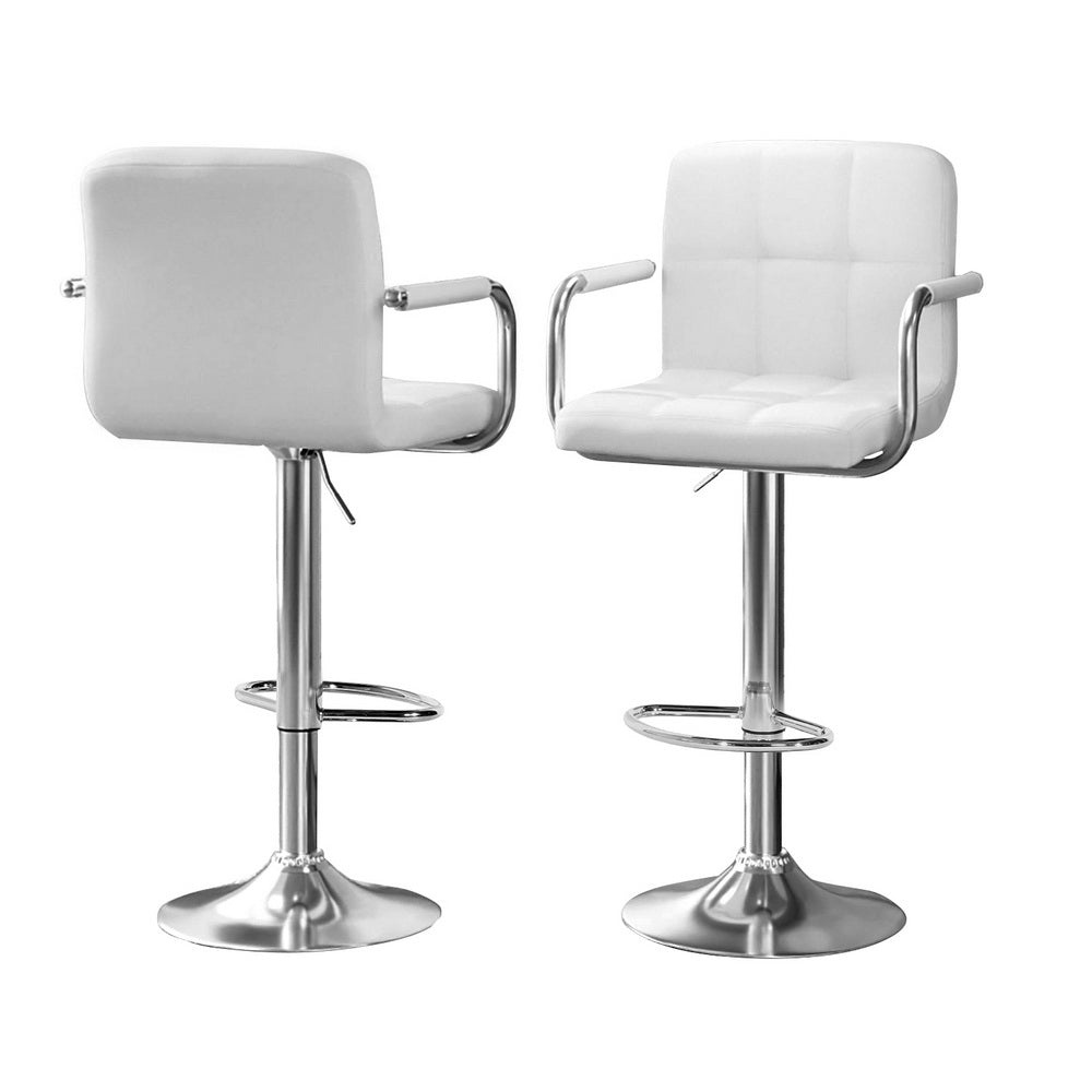 Artiss White Bar Table and Stools Set Adjustable Swivel Dining Cafe Pub