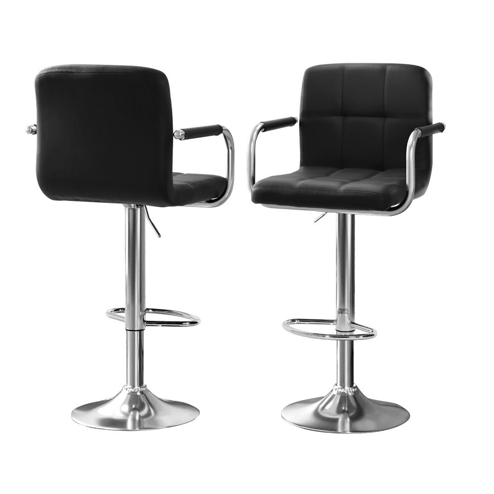 Artiss White Bar Table Set with Black Swivel Stools Adjustable Height