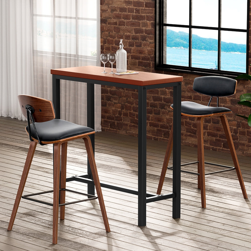 Industrial Bar Table and Stools Set MDF Top Wooden Frame Brown/Black