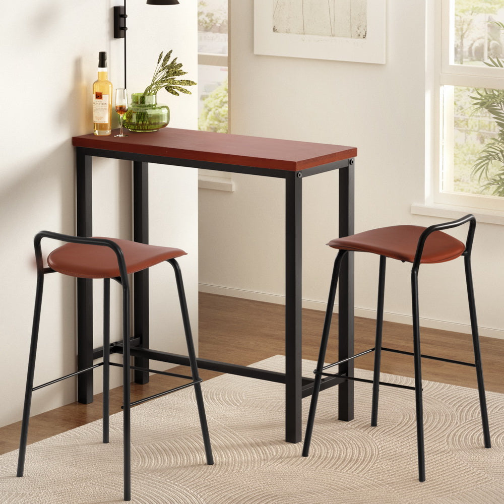 Industrial Bar Table and Stool Set Brown/Black