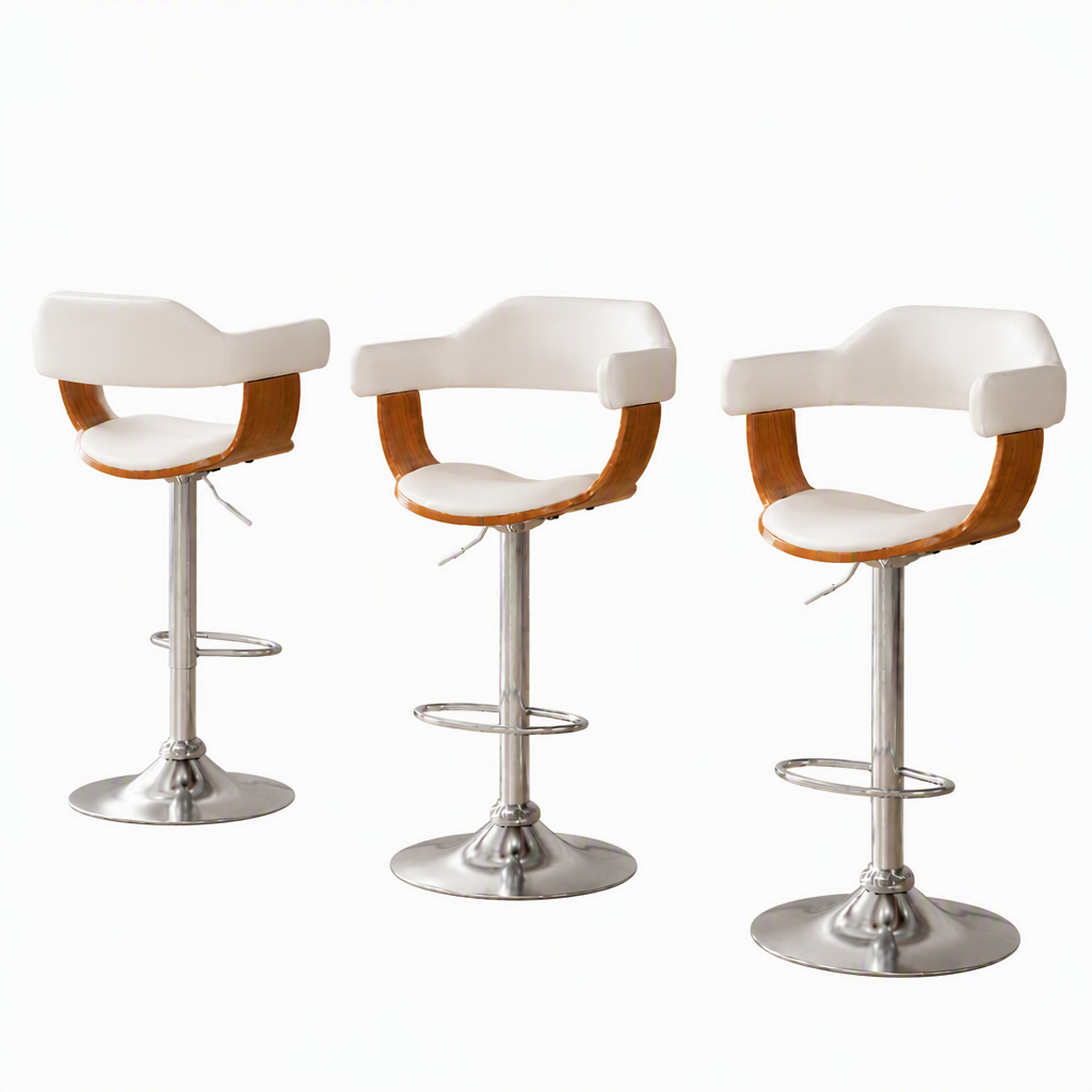 Selina Swivel Bar Stools Set of 3 Gas Lift Kitchen Counter Chair White