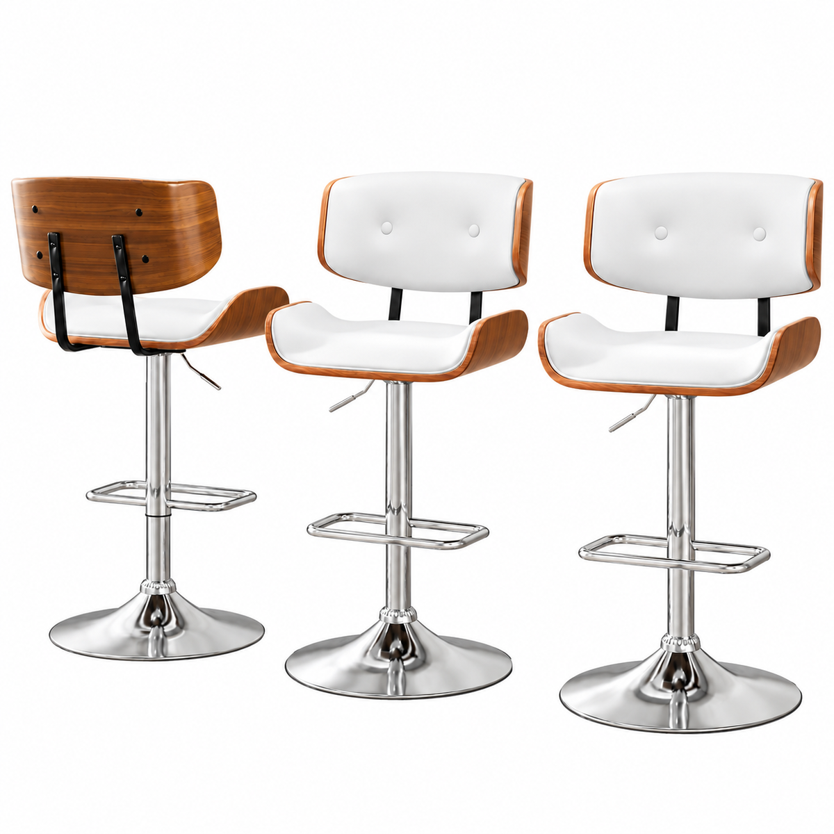 Artiss Set of 3 Swivel Bar Stools Gas Lift Kitchen Chair White