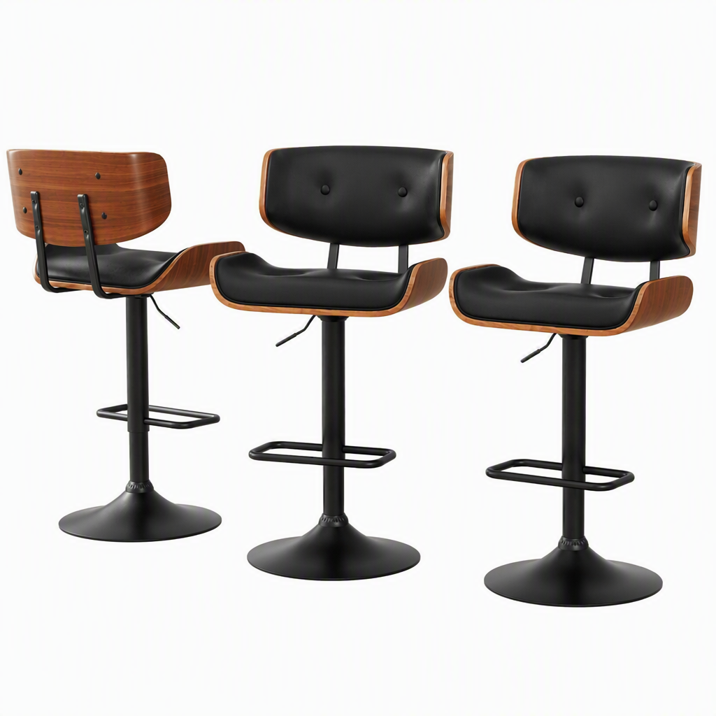 Artiss 3 Piece Swivel Bar Stools Gas Lift Kitchen Counter Black