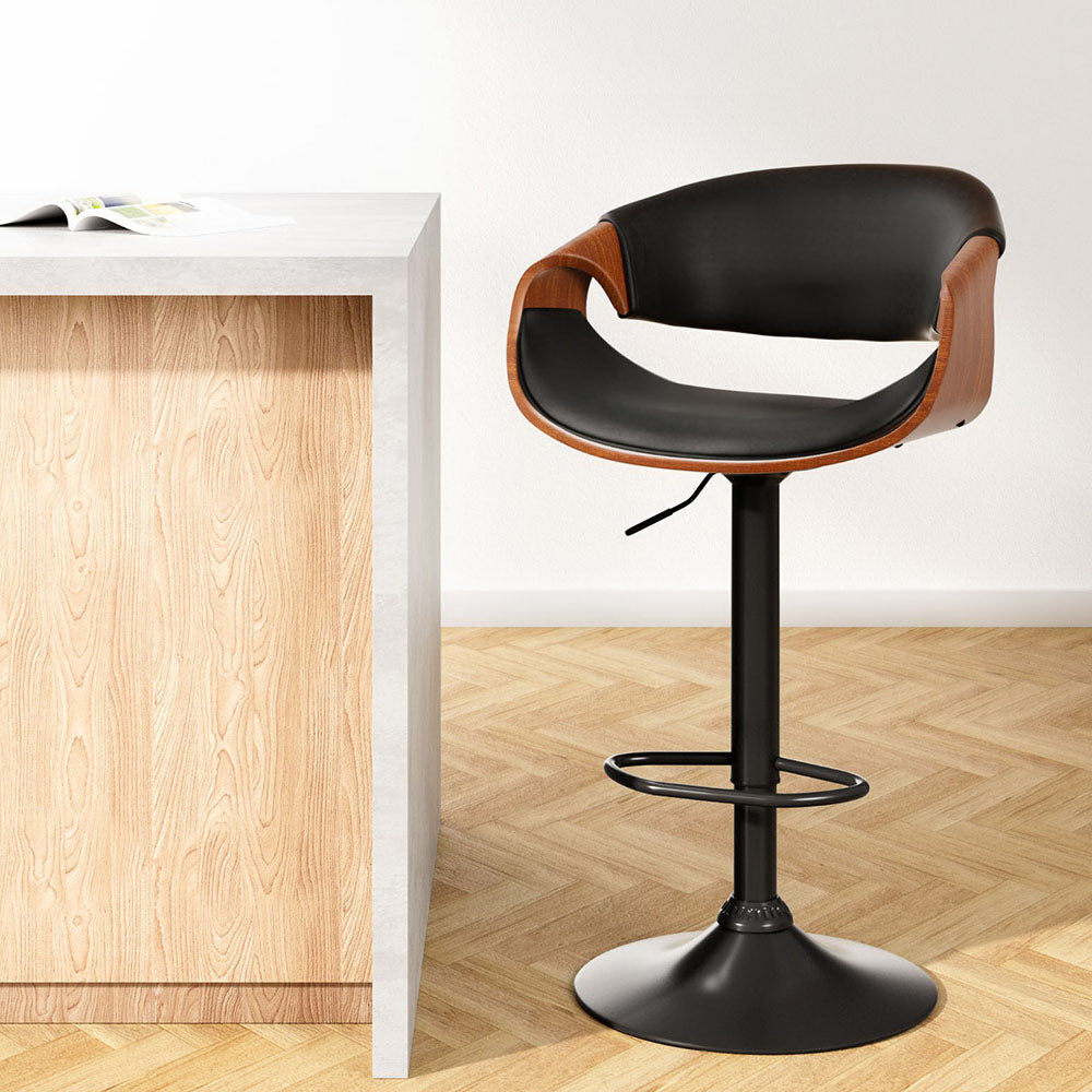 Ambrus Adjustable Bar Stool Leather Gas Lift Black
