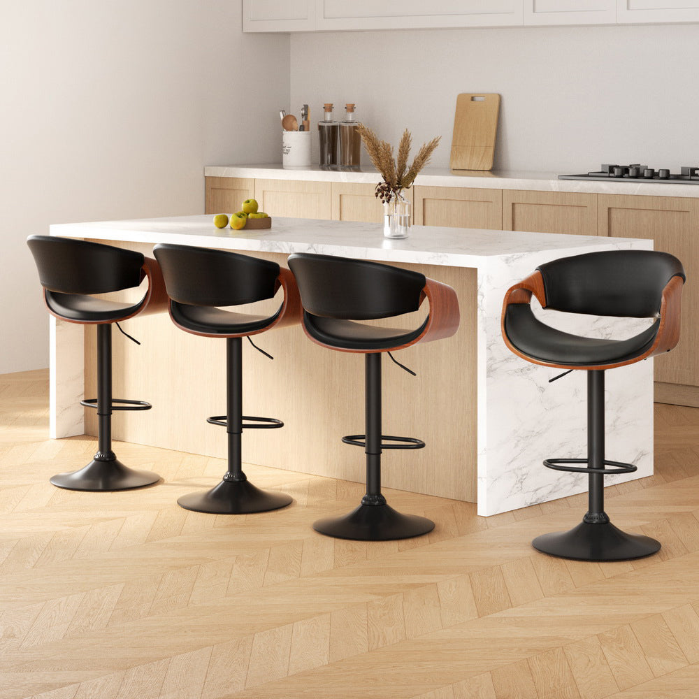 Artiss Bar Stools Set of 4 Gas Lift PU Leather Black