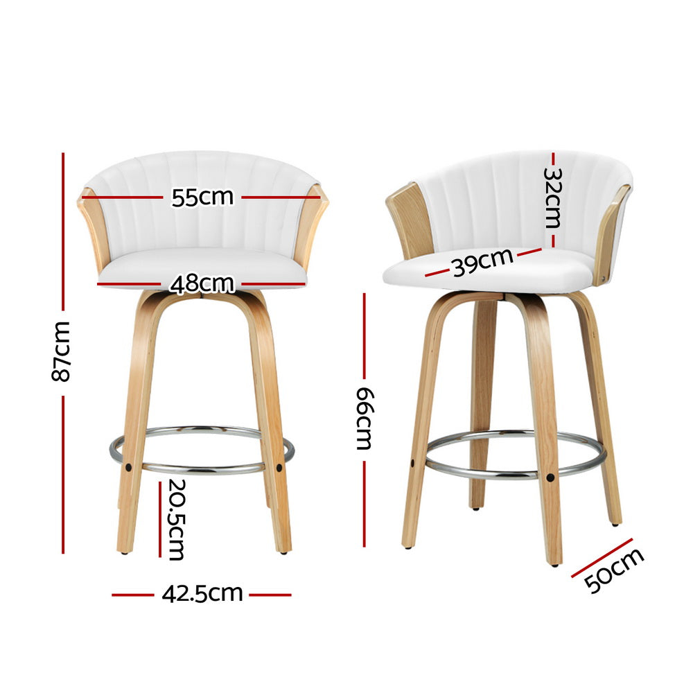 Ricardo 4x Bar Stools Swivel Leather White