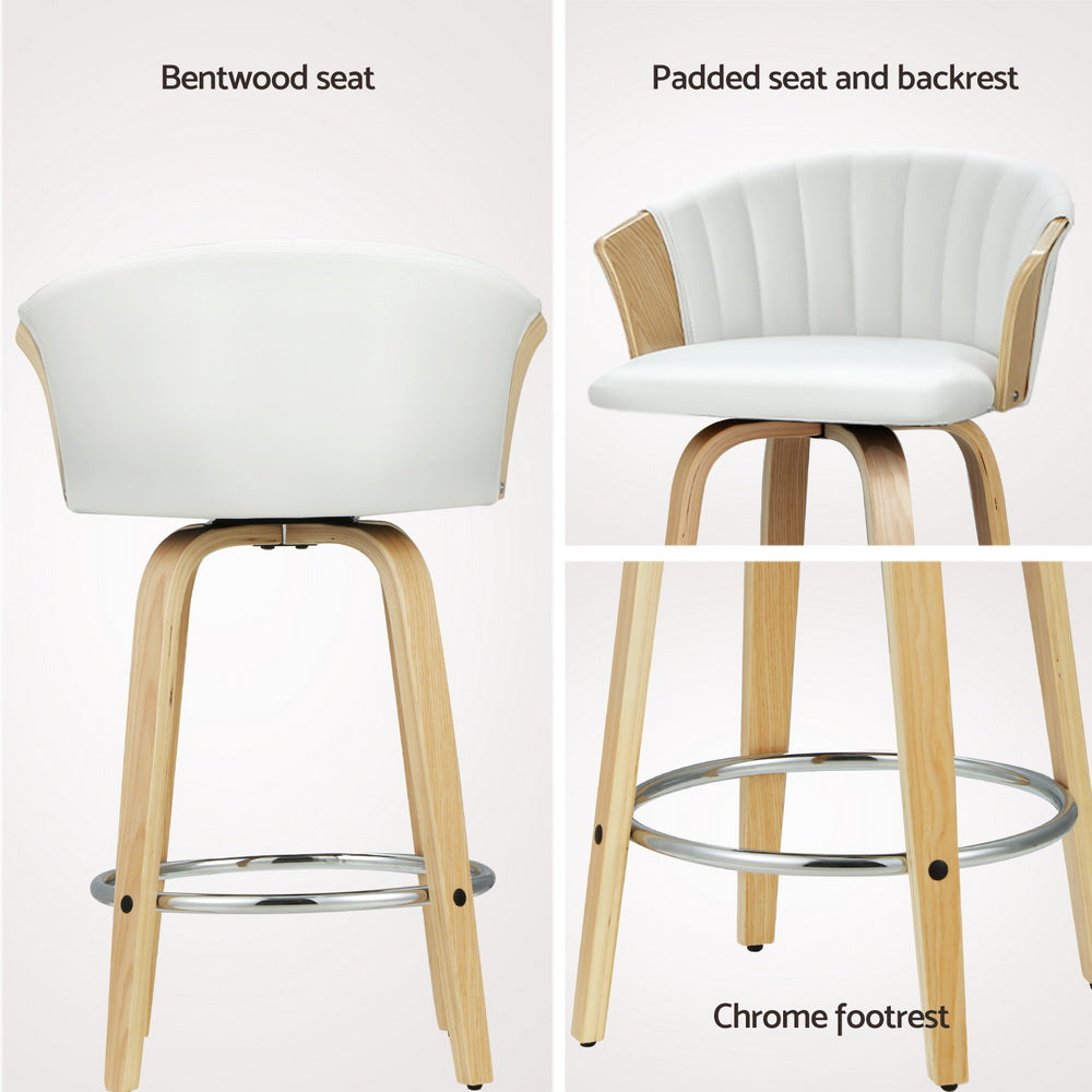 Ricardo 4x Bar Stools Swivel Leather White