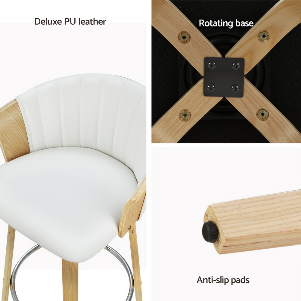 Ricardo 4x Bar Stools Swivel Leather White