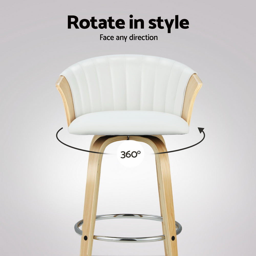Ricardo 4x Bar Stools Swivel Leather White