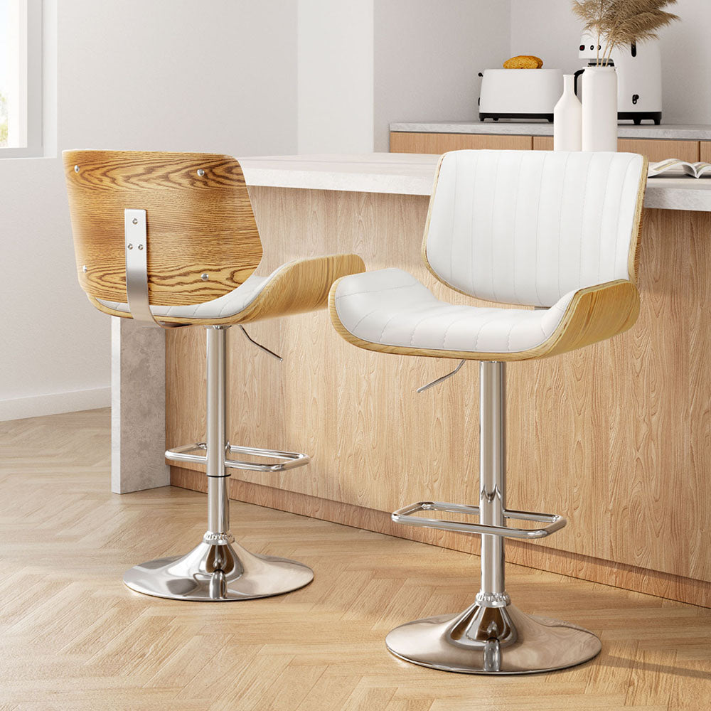 Galina Bar Stool Set of 2 Adjustable PU Leather