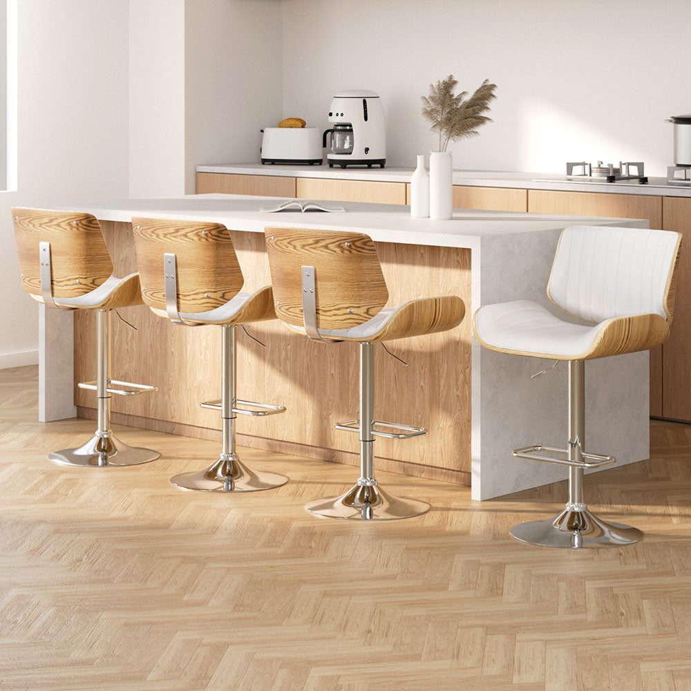Galina 4 Piece Adjustable Leather Bar Stool Set