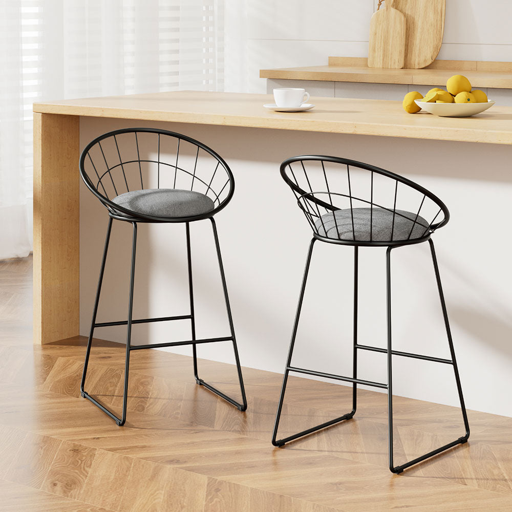Artiss Bar Stools 65cm Padded Seat Black Set of 2