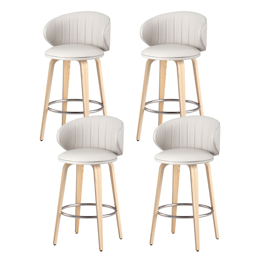 Artiss Set of 4 Bar Stools PU Leather Beige Wood