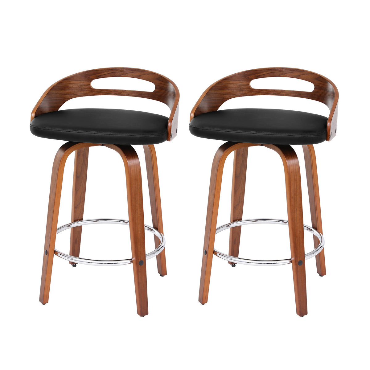 Artiss Swivel Bar Stools Set of 2 PU Leather Low Back