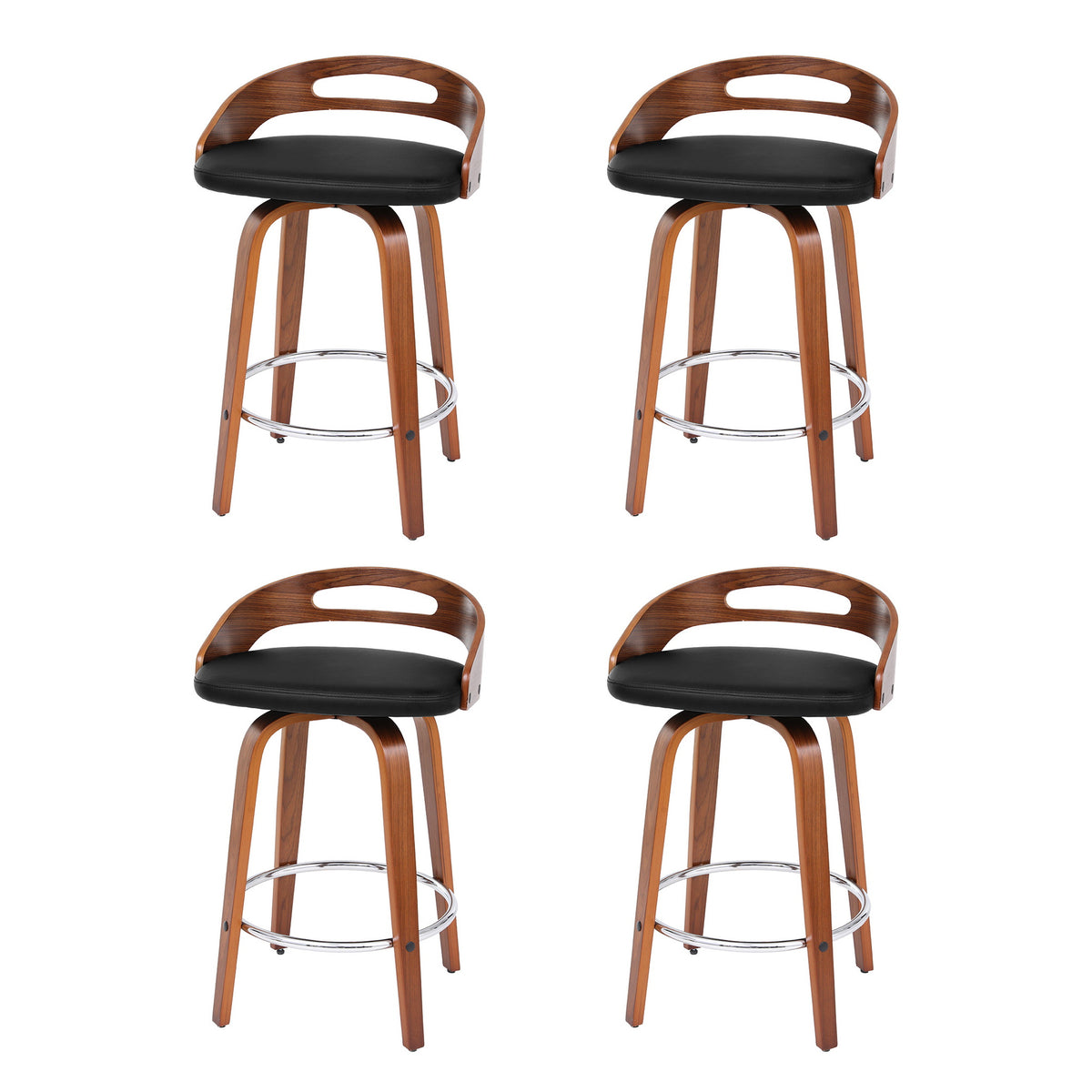 Artiss Set of 4 Swivel Bar Stools Low Back Counter Chairs PU Cushion