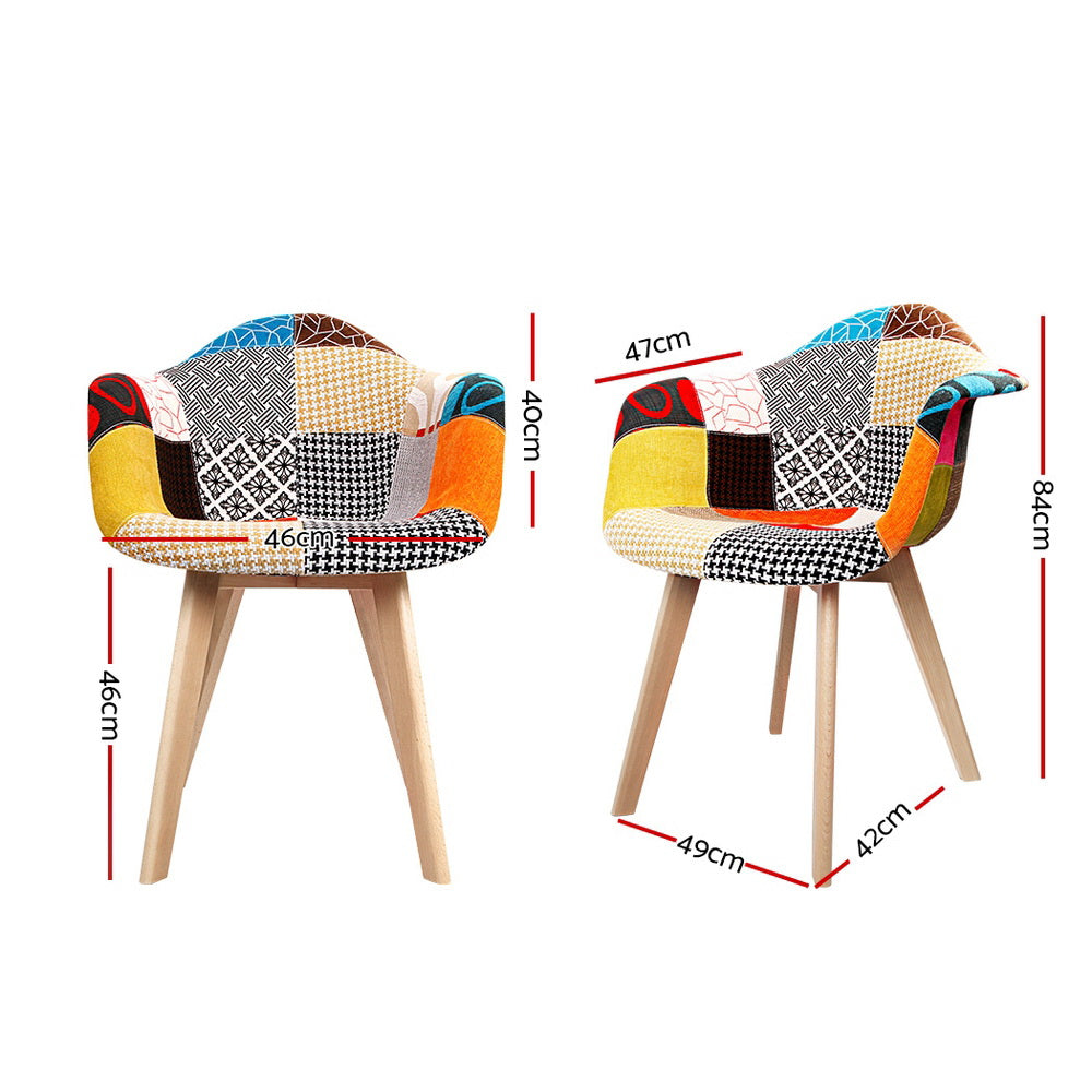 Retro DSW Dining Chairs Set of 2 Fabric Replica Beech Legs
