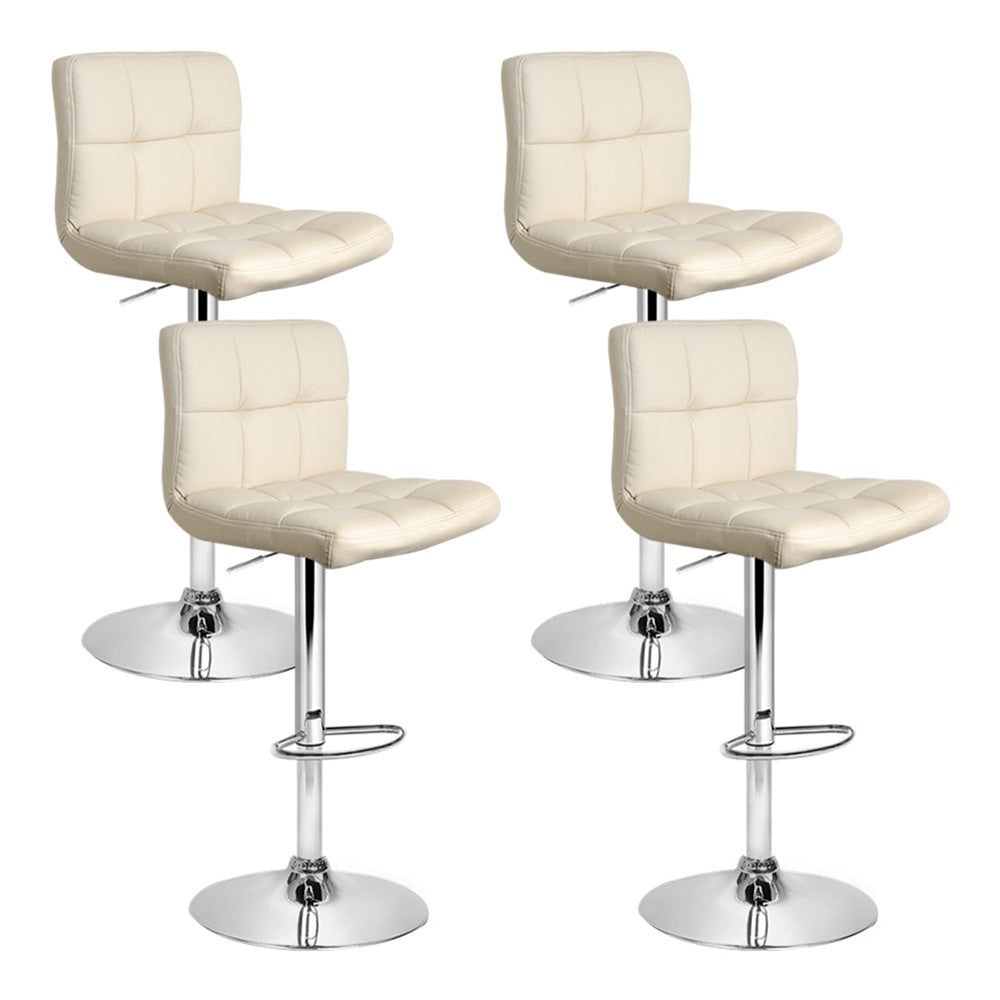 Artiss 4 Pack PU Leather Gas Lift Bar Stools Beige