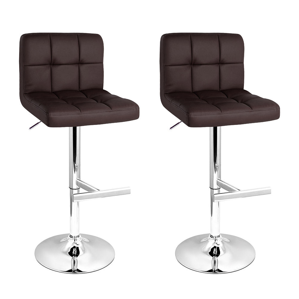 Artiss Bar Stools Leather Gas Lift Chocolate Set of 2