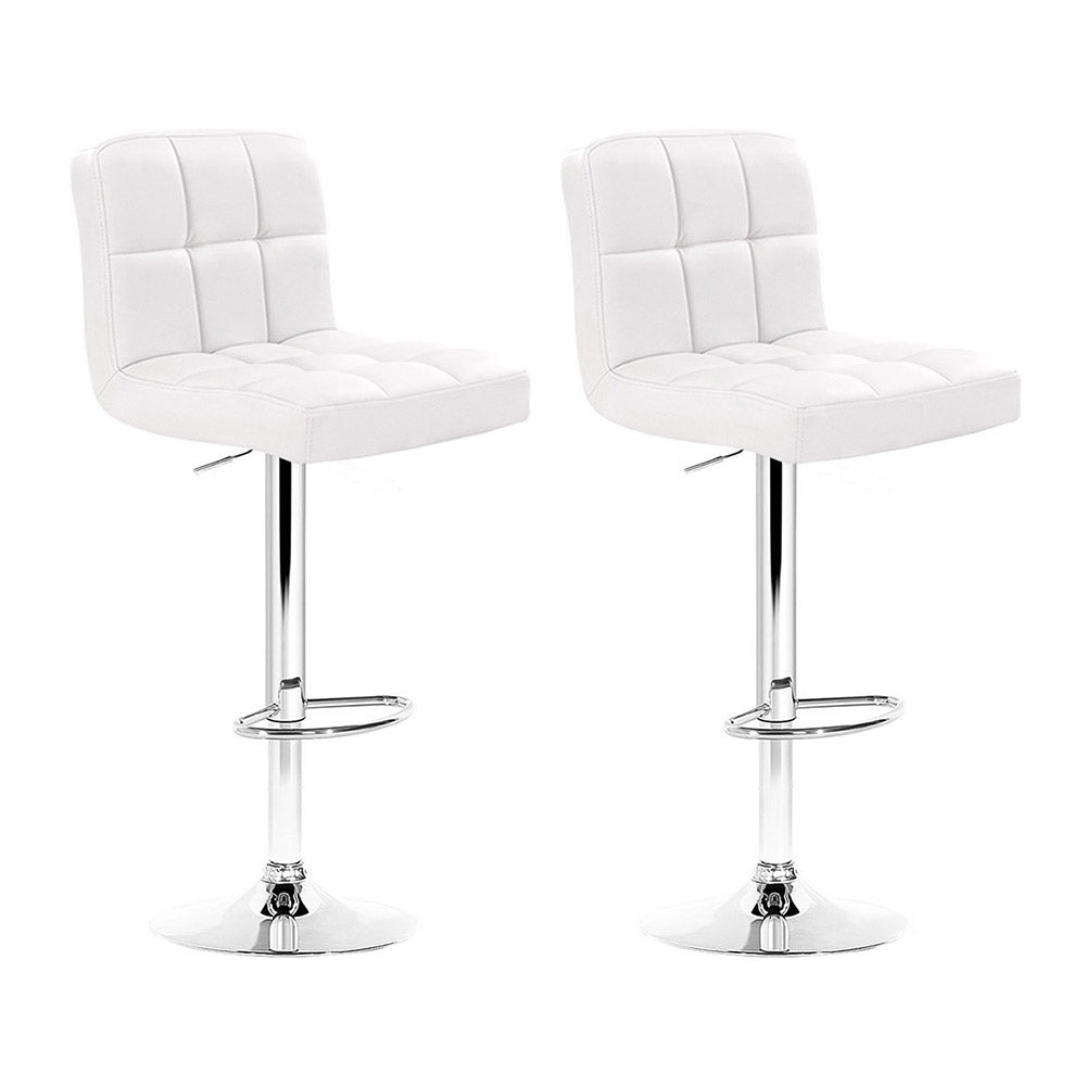 Artiss 2x Swivel Bar Stools Leather Gas Lift White